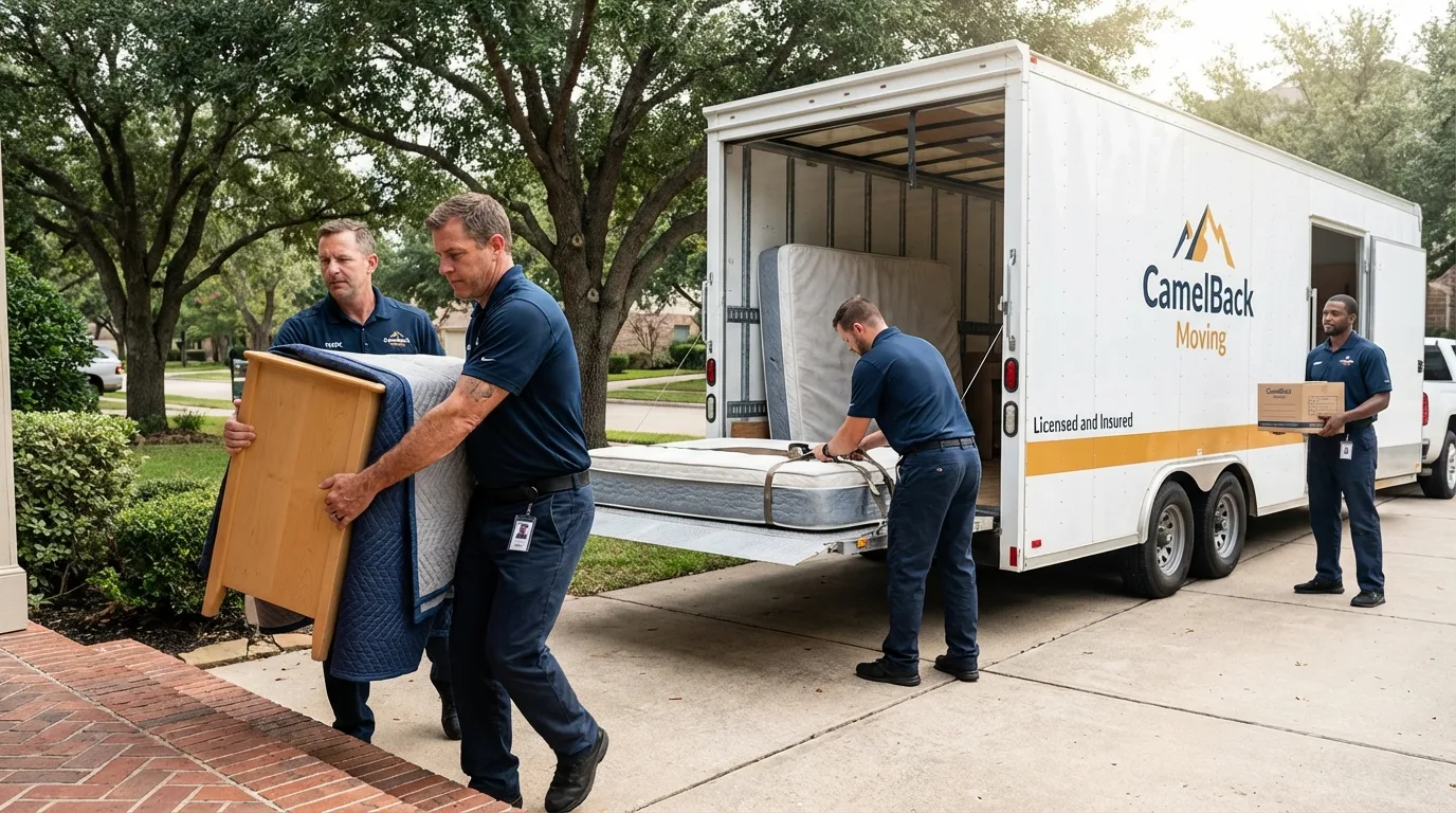 Crew loading residential truck for cross-state move from Fincastle, VA