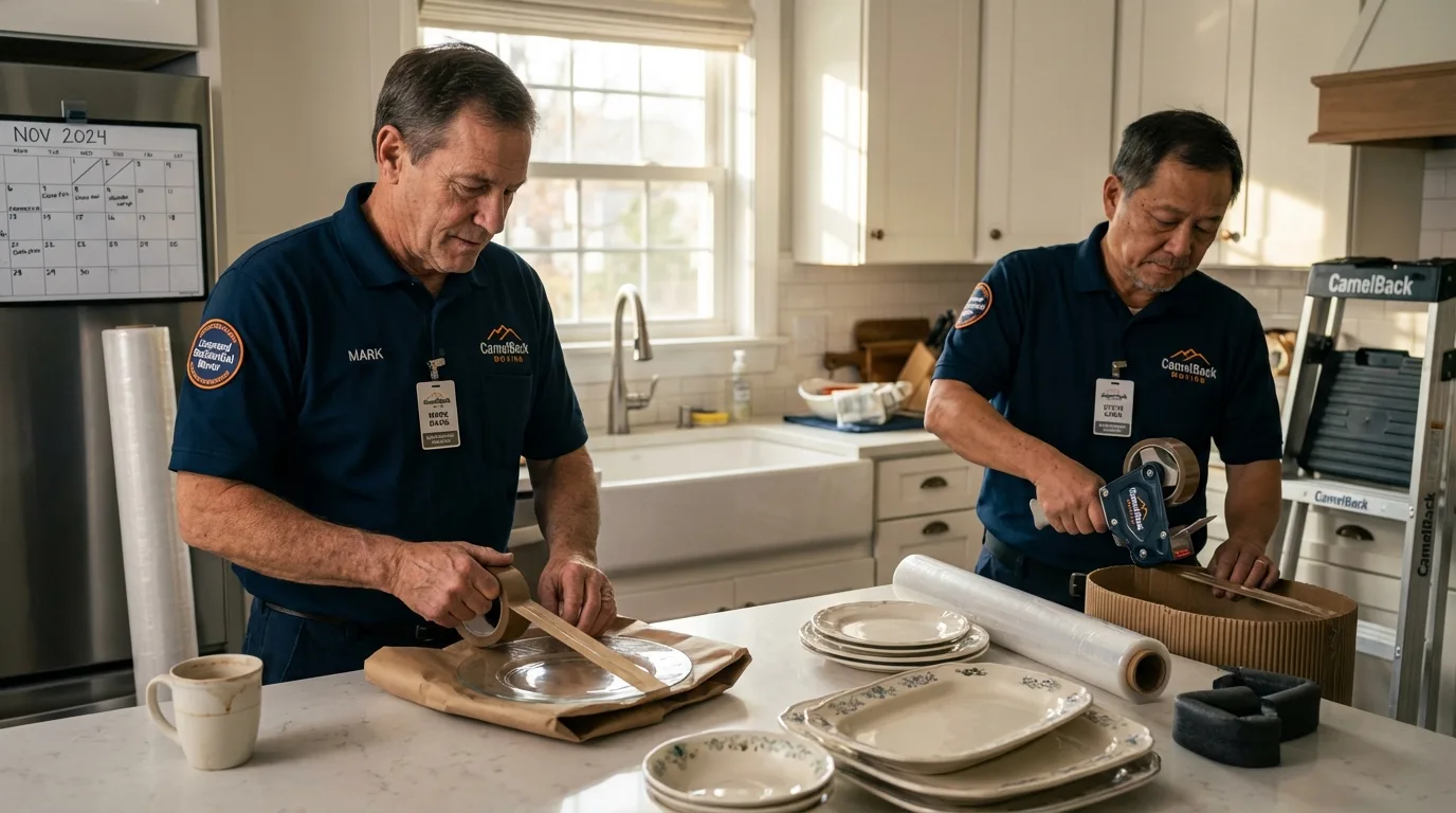 Professional crew packing kitchen dishware in Fincastle, VA